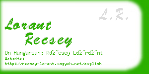 lorant recsey business card